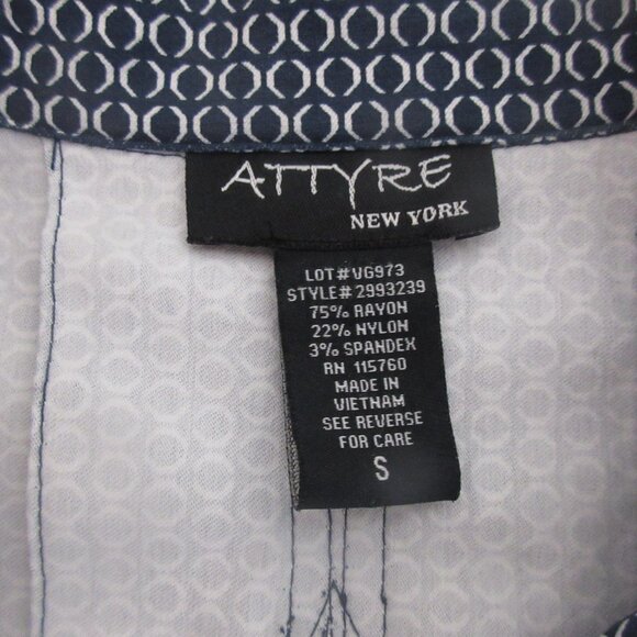 Attyre New York Women Blazer Jacket Sz Small Navy & White Geometric Gold Buttons - Picture 3 of 5